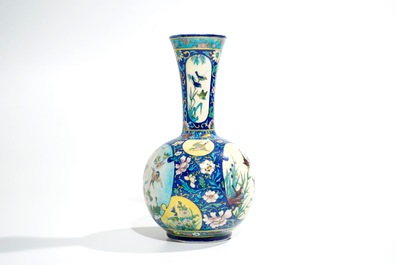 Deck, Th&eacute;odore (France, 1823-1891), a polychrome Art Nouveau bottle vase