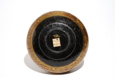 Two Kashmir painted papier mache boxes and a bowl, India, 19th C.