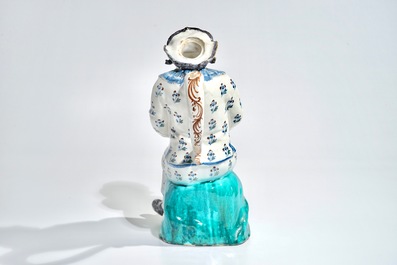 A large polychrome Brussels faience "Jacquot" jug, 18th C.