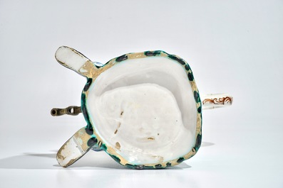 A large polychrome Brussels faience "Jacquot" jug, 18th C.