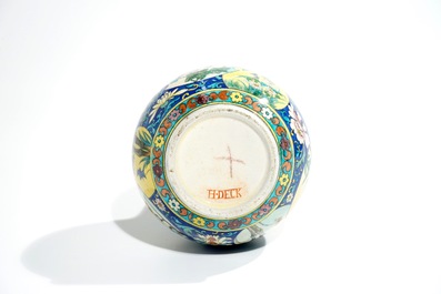 Deck, Th&eacute;odore (France, 1823-1891), a polychrome Art Nouveau bottle vase