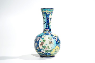 Deck, Th&eacute;odore (France, 1823-1891), a polychrome Art Nouveau bottle vase
