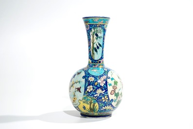Deck, Th&eacute;odore (France, 1823-1891), a polychrome Art Nouveau bottle vase