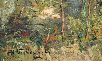 Verbrugghe, Charles (Belgi&euml;, 1877-1974), Zicht op Gruuthuse, olie op paneel