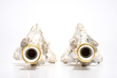 A pair of Meissen porcelain candlesticks, Germany, 19th C.