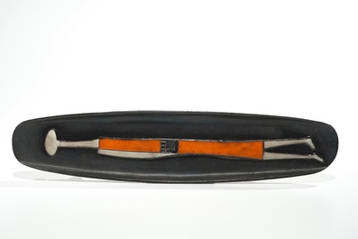 Tieberghien, Oswald (Belgium, 1936): 3 elongated trays, 2nd half 20th C.