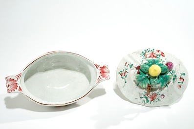 A French faience de l'Est tureen and cover on stand, 19th C.