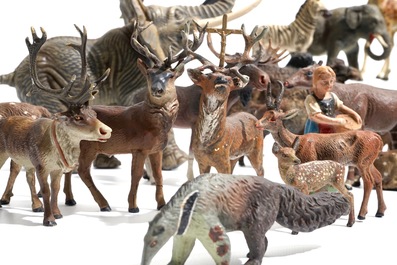 A collection of German elastolin and lineol animal toy figures, Hausser, 1st half 20th C.
