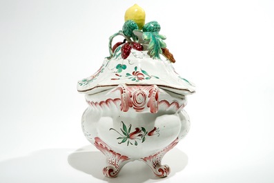 A French faience de l'Est tureen and cover on stand, 19th C.