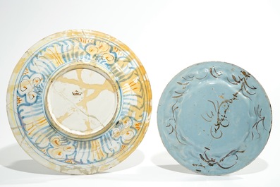 Two polychrome Italian maiolica dishes, Savona, 17/18th C.