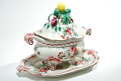 A French faience de l'Est tureen and cover on stand, 19th C.