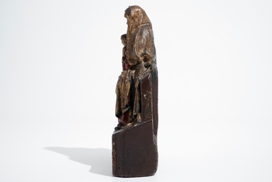 Een Madonna met kind, eik met polychromie, Vlaanderen, 1e helft 16e eeuw