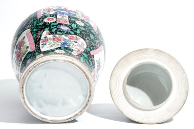 A Samson famille rose baluster vase and cover, Paris, 19th C.