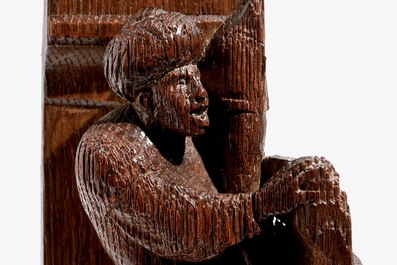 Een toeschouwer, retabelfragment, eik, Antwerpen, 16e eeuw