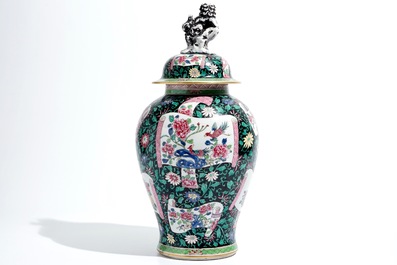 A Samson famille rose baluster vase and cover, Paris, 19th C.