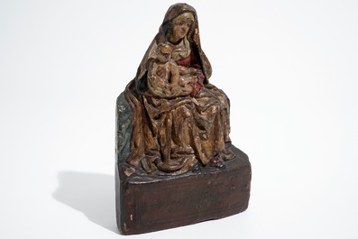 Een Madonna met kind, eik met polychromie, Vlaanderen, 1e helft 16e eeuw