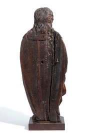 Een grote eiken sculptuur van Christus als Salvator Mundi, Vlaanderen, 16e eeuw