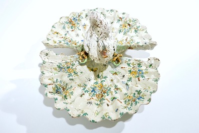 A large faience centerpiece with a swan, prob. Nove di Bassano, Italy, 18/19th C.
