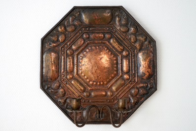Three pairs of brass and bronze wall sconces, 18th C.