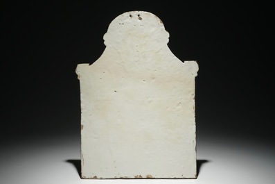 A large Utrecht faience plaque in yellow and manganese depicting The Resurrection, ca. 1810