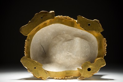 A blanc de Chine, Meissen and Saint-Cloud porcelain ormolu-mounted group, Ateliers Bointaburet, Paris, 19th C.