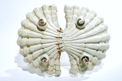 A large faience centerpiece with a swan, prob. Nove di Bassano, Italy, 18/19th C.