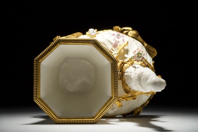A blanc de Chine, Meissen and Saint-Cloud porcelain ormolu-mounted group, Ateliers Bointaburet, Paris, 19th C.