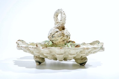 A large faience centerpiece with a swan, prob. Nove di Bassano, Italy, 18/19th C.