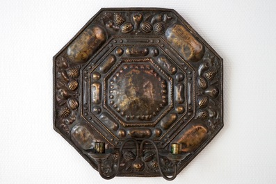 Three pairs of brass and bronze wall sconces, 18th C.