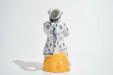 A large polychrome pewter-mounted Brussels faience "Jacqueline" jug, 18th C.