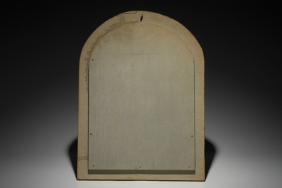 Een groot albasten reli&euml;f met decor "De aanbidding van de herders", monogram IB, mog. Mechelen, 17e eeuw