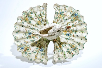 A large faience centerpiece with a swan, prob. Nove di Bassano, Italy, 18/19th C.