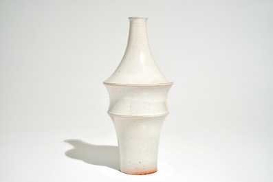 A modernist cream-white glazed vase, Perignem, 2nd half 20th C.