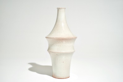 A modernist cream-white glazed vase, Perignem, 2nd half 20th C.