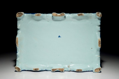 A rectangular Dutch Delft blue and white box and cover, 19th C.