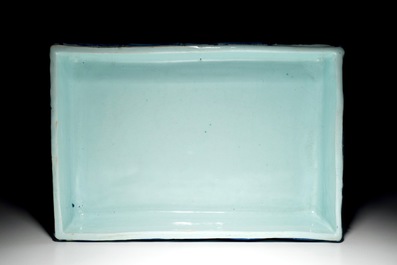 A rectangular Dutch Delft blue and white box and cover, 19th C.