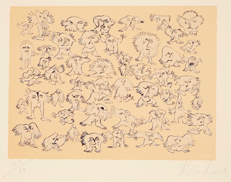 Kabinet, een map met 12 litho's, w.o. Corneille, Landuyt, Courtin, Wittevrongel, ...