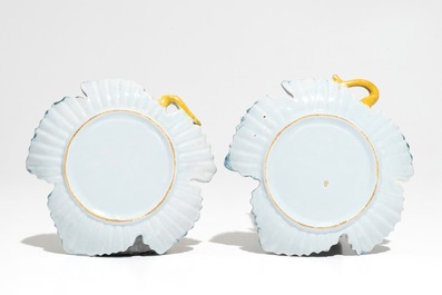 A pair of polychrome Dutch Delft tureens modelled as grapes, 18th C.