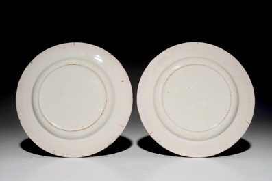 Une paire d'assiettes aux portraits en fa&iuml;ence de l'est, prob. Les Islettes, 18/19&egrave;me