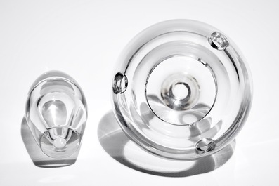 A four-piece Val Saint-Lambert crystal tulip vase, "Bulbe", by Ronald van der Hilst, ca. 2005