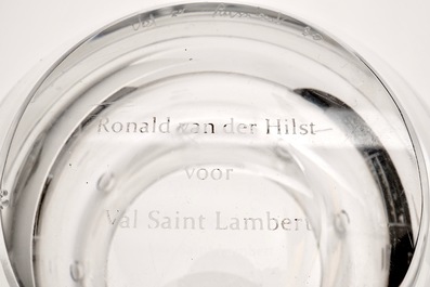 A four-piece Val Saint-Lambert crystal tulip vase, "Bulbe", by Ronald van der Hilst, ca. 2005