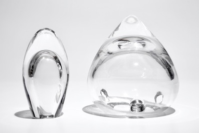 A four-piece Val Saint-Lambert crystal tulip vase, "Bulbe", by Ronald van der Hilst, ca. 2005