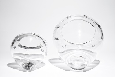 A four-piece Val Saint-Lambert crystal tulip vase, "Bulbe", by Ronald van der Hilst, ca. 2005