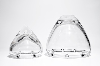 A four-piece Val Saint-Lambert crystal tulip vase, "Bulbe", by Ronald van der Hilst, ca. 2005