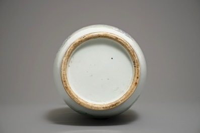 A Chinese famille rose two-sided design vase, 19/20th C.
