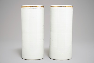 A pair of Chinese hat stands with landscapes, 1st half 20th C.