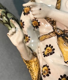 A French faience ink stand modelled as a seated Chinese, Lille, 18th C.