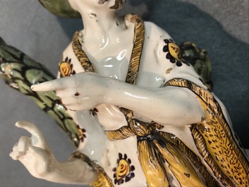 A French faience ink stand modelled as a seated Chinese, Lille, 18th C.