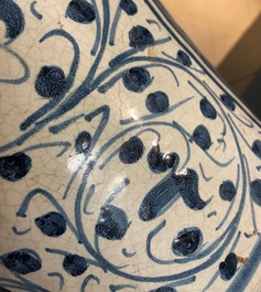 A very large armorial Italian maiolica albarello, Deruta, 17th C.