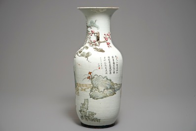 Een fijne Chinese qianjiang cai vaas, 19/20e eeuw